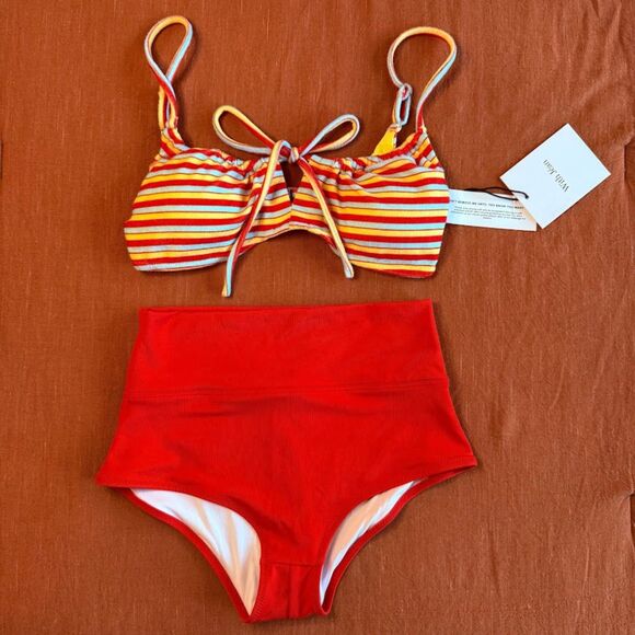 Victoria's Secret Pink Active High Waist Shortie Bikini Bottom in Red size S NWT - Picture 6 of 10